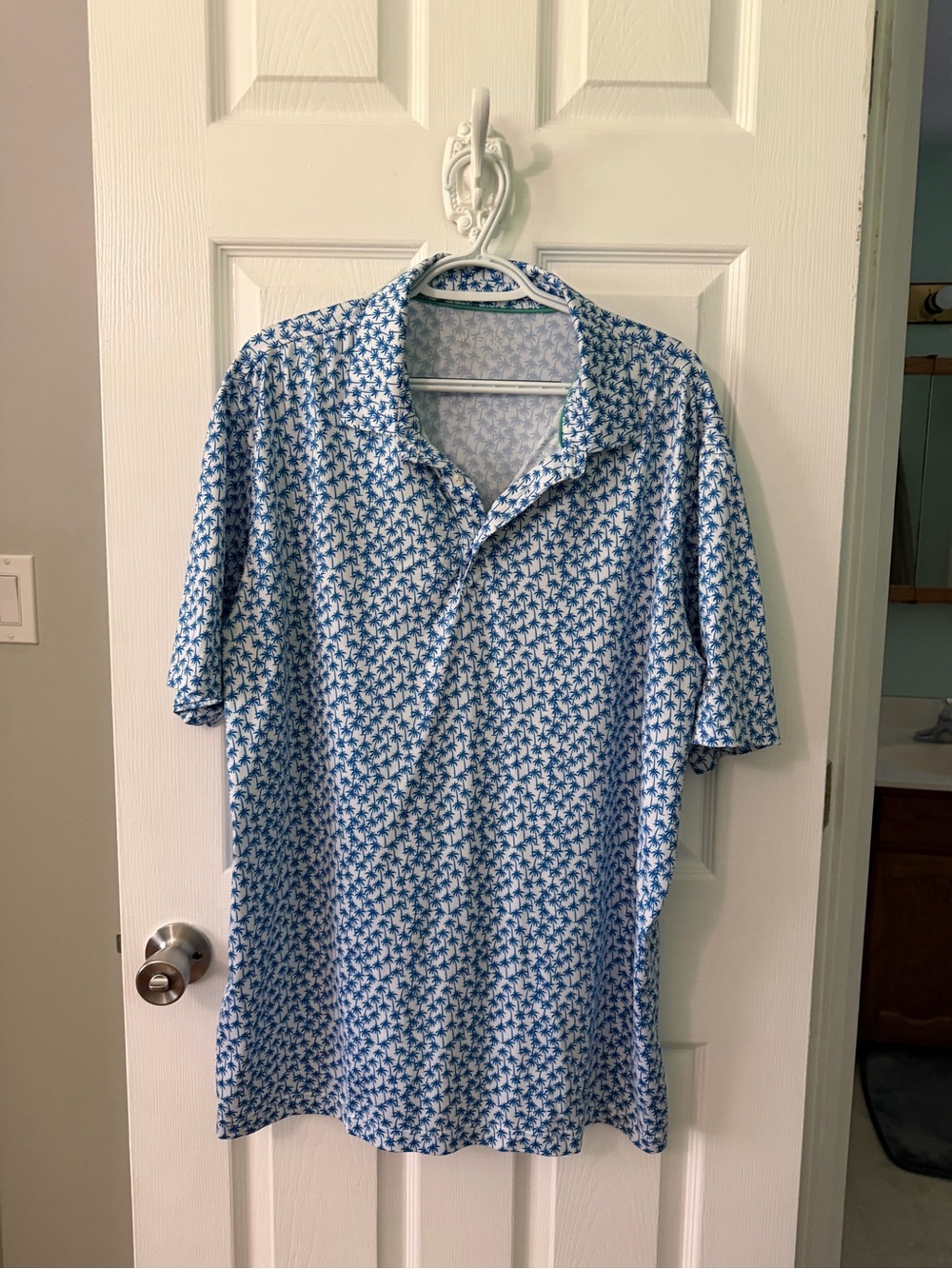 Light Blue Printed Short-Sleeve Polo